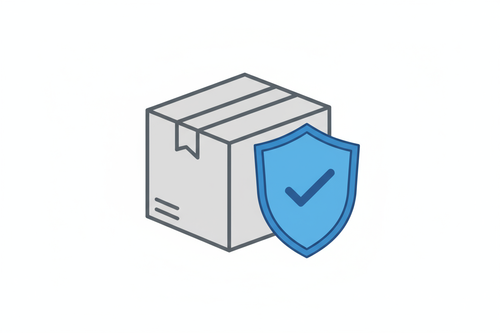 Generate a shipping insurance icon with white background
